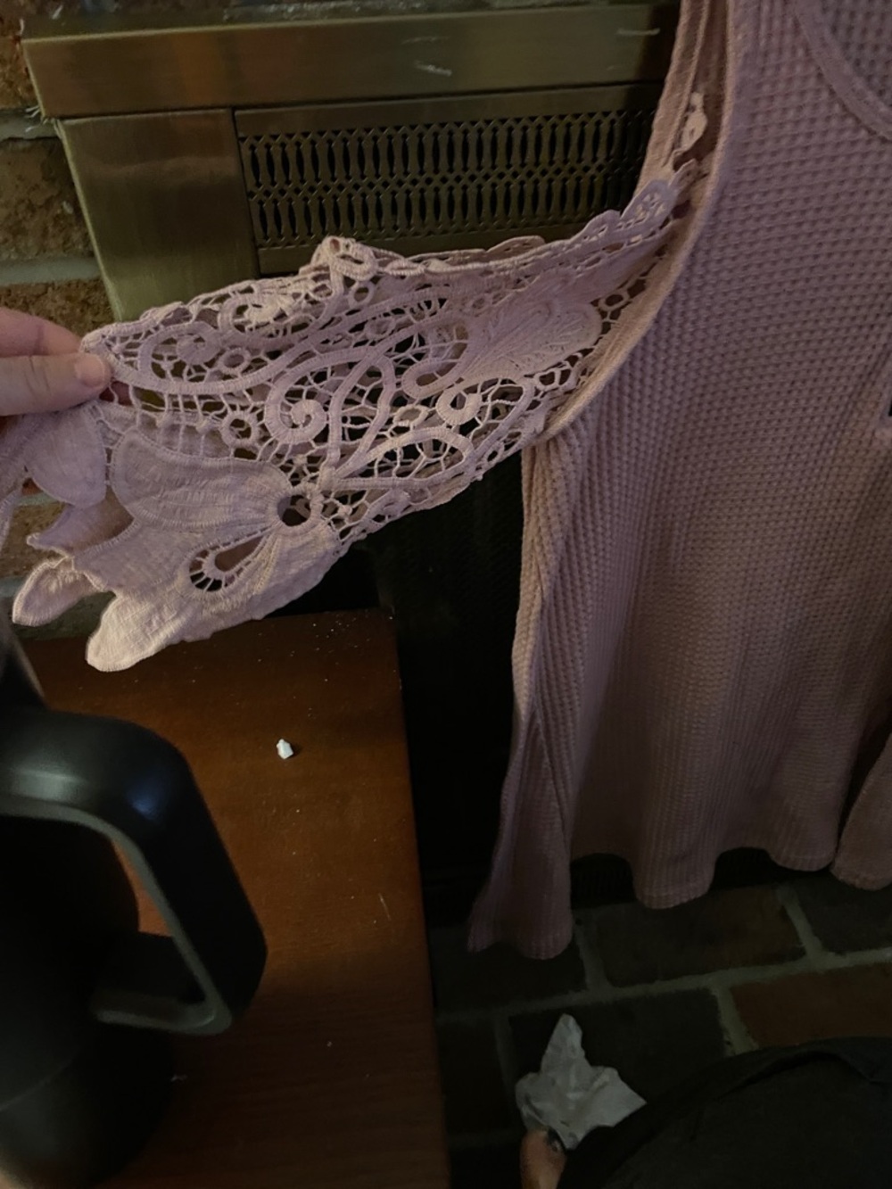 Sheilay Pink Lace-Trim Tank with Front Zip Accent - Picture 2 of 6